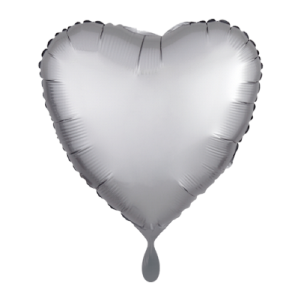 Folienballon Herz Satin Silber 43cm